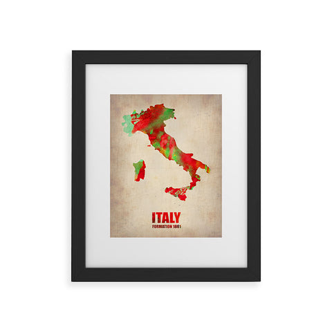 Naxart Italy Watercolor Map Framed Art Print