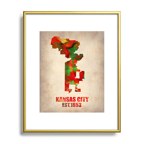 Naxart Kansas City Watercolor Map Metal Framed Art Print