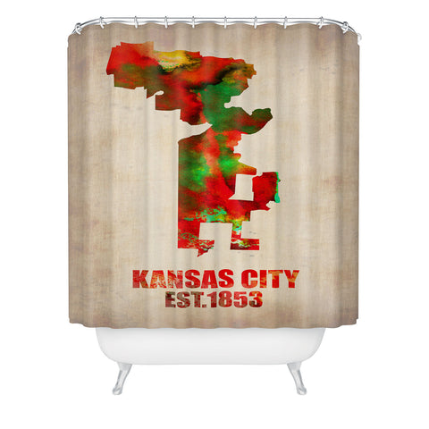 Naxart Kansas City Watercolor Map Shower Curtain