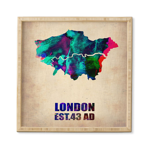Naxart London Watercolor Map 2 Framed Wall Art