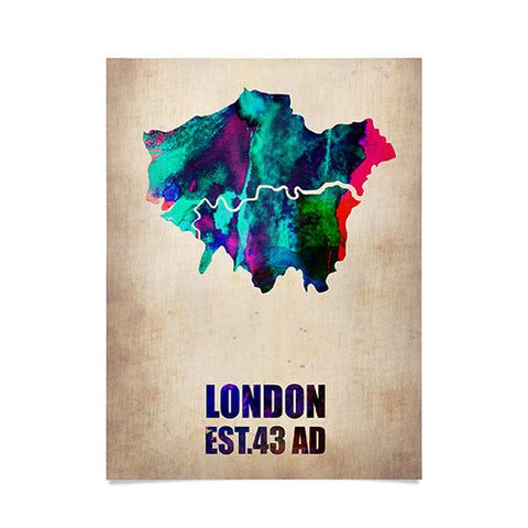 Naxart London Watercolor Map 2 Poster