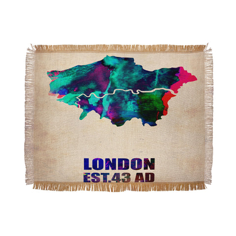 Naxart London Watercolor Map 2 Throw Blanket