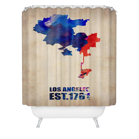 Naxart Los Angeles Watercolor Map 1 Shower Curtain