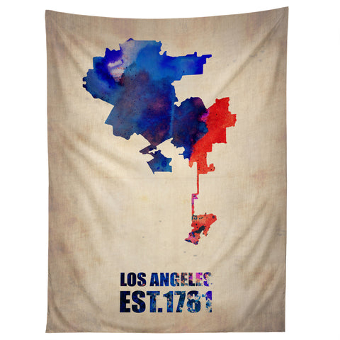 Naxart Los Angeles Watercolor Map 1 Tapestry