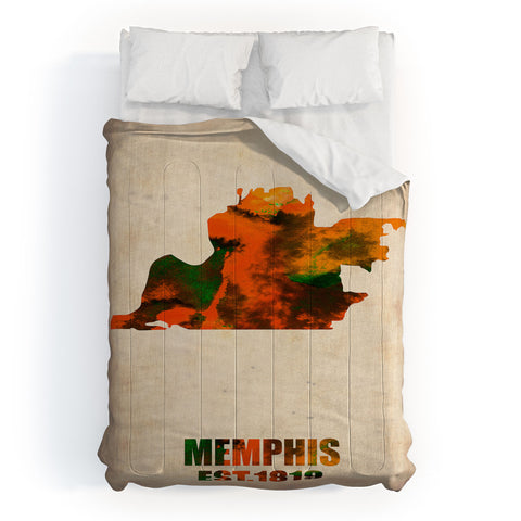 Naxart Memphis Watercolor Map Comforter