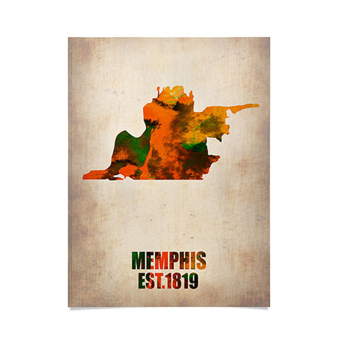 Naxart Memphis Watercolor Map Poster