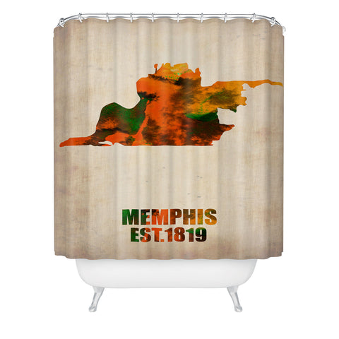 Naxart Memphis Watercolor Map Shower Curtain