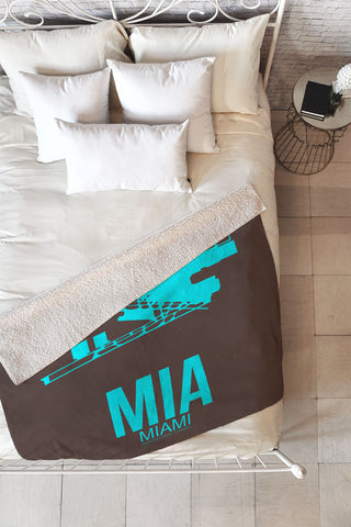 Naxart MIA Miami Poster 2 Fleece Throw Blanket