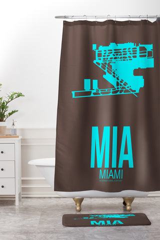 Naxart MIA Miami Poster 2 Shower Curtain And Mat