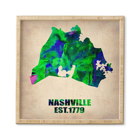 Naxart Nashville Watercolor Map Framed Wall Art