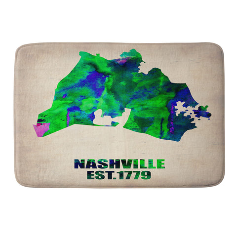 Naxart Nashville Watercolor Map Memory Foam Bath Mat