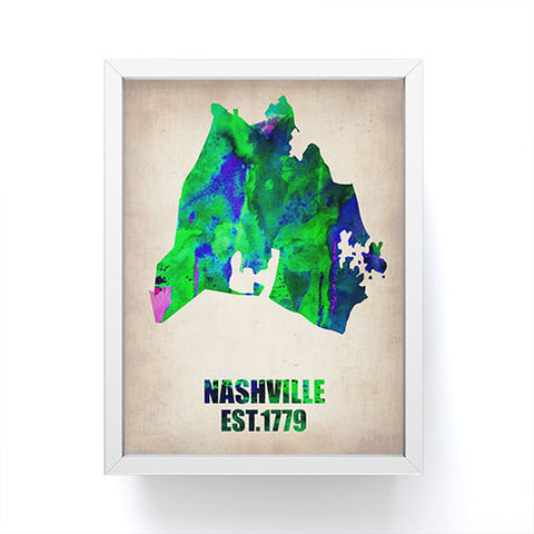 Naxart Nashville Watercolor Map Framed Mini Art Print