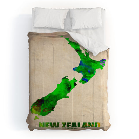 Naxart New Zealand Watercolor Map Comforter