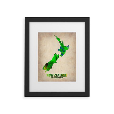 Naxart New Zealand Watercolor Map Framed Art Print