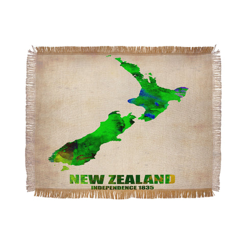Naxart New Zealand Watercolor Map Throw Blanket