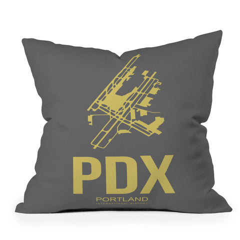 Naxart PDX Portland Poster Throw Pillow