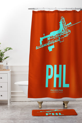Naxart PHL Philadelphia Poster 2 Shower Curtain And Mat