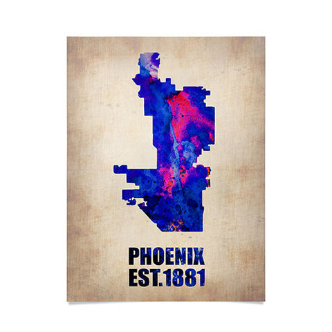 Naxart Phoenix Watercolor Map Poster
