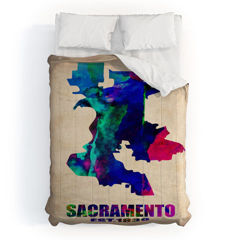 Naxart Sacramento Watercolor Map Comforter