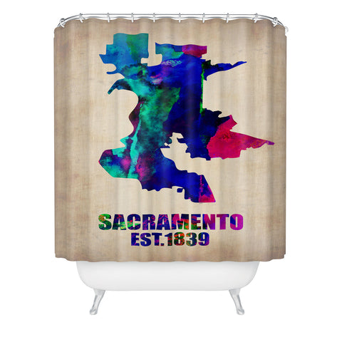 Naxart Sacramento Watercolor Map Shower Curtain
