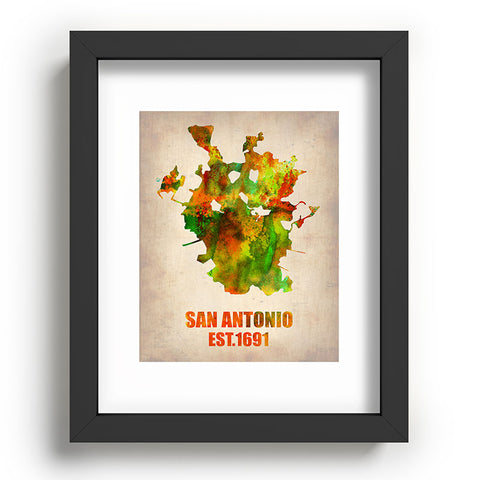 Naxart San Antonio Watercolor Map Recessed Framing Rectangle