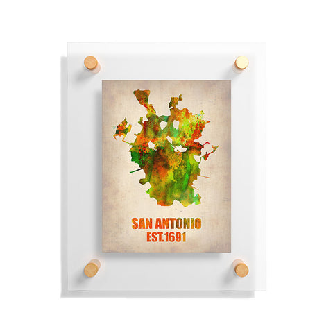 Naxart San Antonio Watercolor Map Floating Acrylic Print