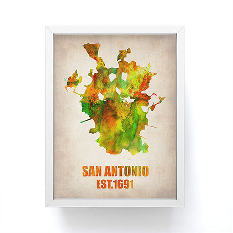 Naxart San Antonio Watercolor Map Framed Mini Art Print