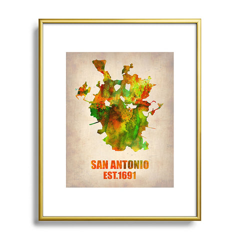 Naxart San Antonio Watercolor Map Metal Framed Art Print