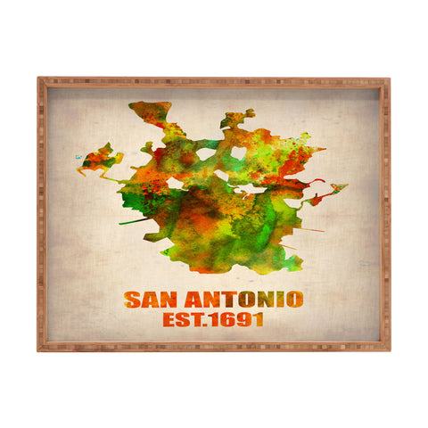 Naxart San Antonio Watercolor Map Rectangular Tray