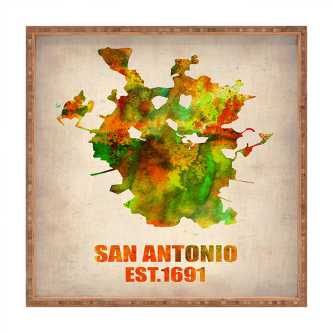 Naxart San Antonio Watercolor Map Square Tray