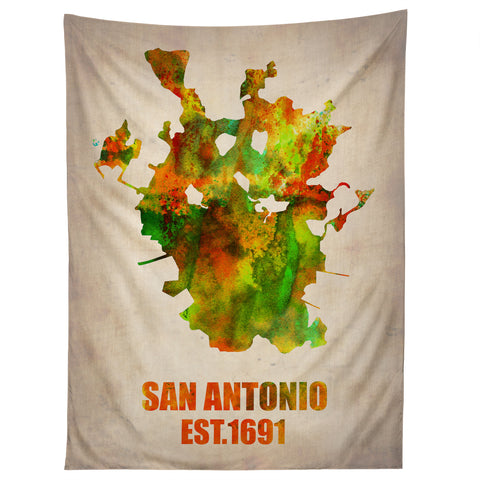 Naxart San Antonio Watercolor Map Tapestry