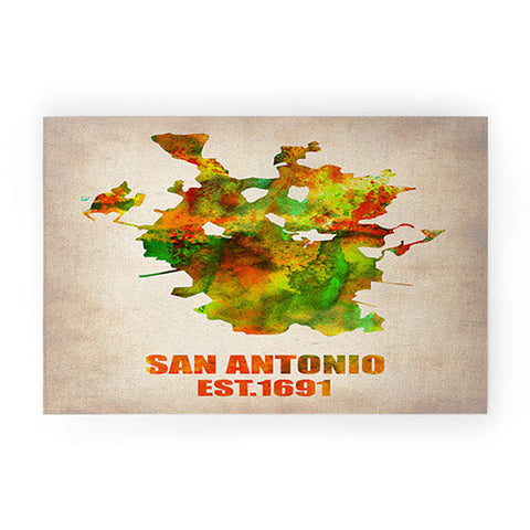 Naxart San Antonio Watercolor Map Welcome Mat