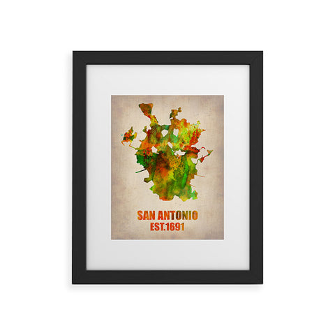 Naxart San Antonio Watercolor Map Framed Art Print