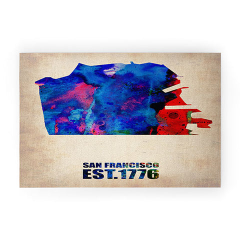 Naxart San Francisco Watercolor Map Welcome Mat