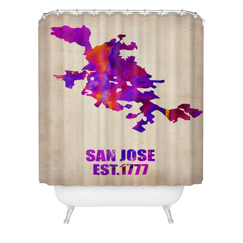 Naxart San Jose Watercolor Map Shower Curtain