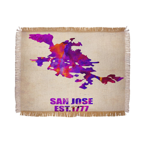 Naxart San Jose Watercolor Map Throw Blanket