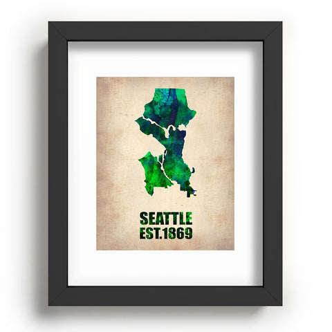 Naxart Seattle Watercolor Map Recessed Framing Rectangle