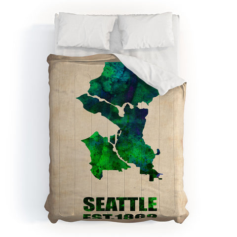 Naxart Seattle Watercolor Map Comforter