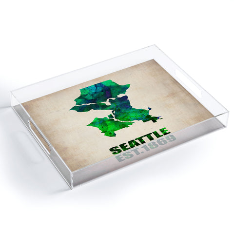 Naxart Seattle Watercolor Map Acrylic Tray