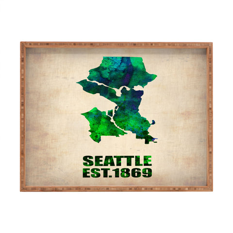 Naxart Seattle Watercolor Map Rectangular Tray