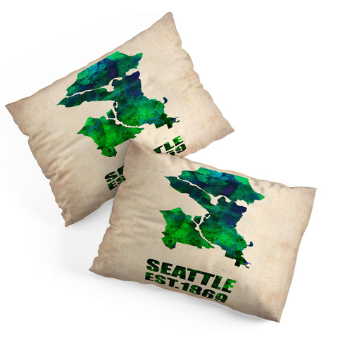 Naxart Seattle Watercolor Map Pillow Shams