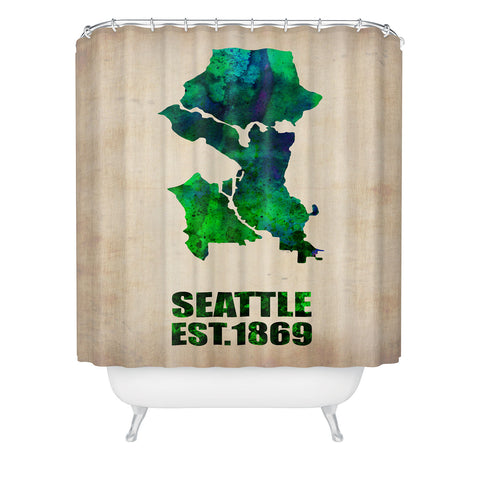 Naxart Seattle Watercolor Map Shower Curtain