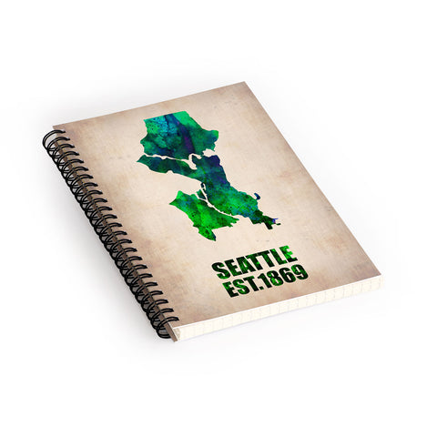 Naxart Seattle Watercolor Map Spiral Notebook