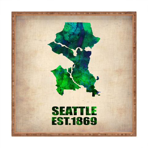 Naxart Seattle Watercolor Map Square Tray