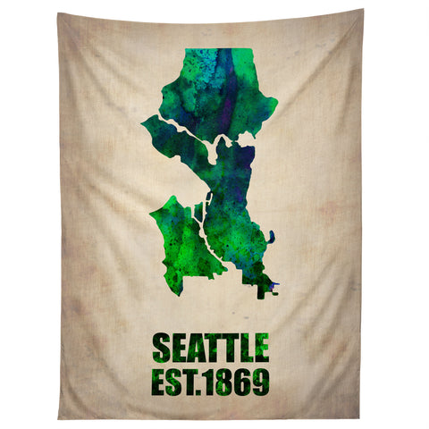 Naxart Seattle Watercolor Map Tapestry