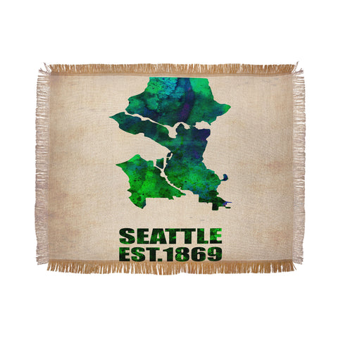 Naxart Seattle Watercolor Map Throw Blanket