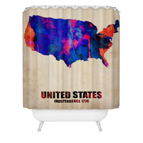 Naxart USA Watercolor Map 1 Shower Curtain