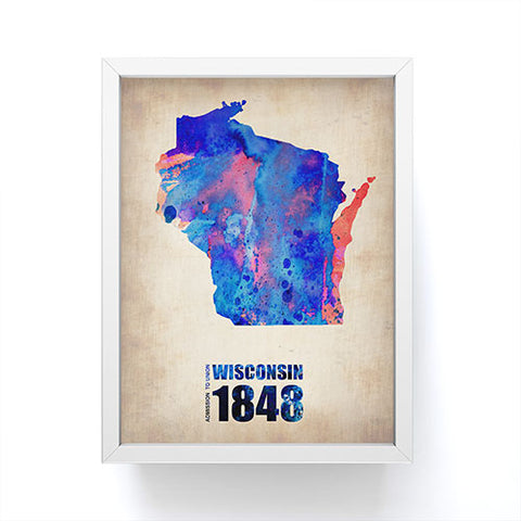 Naxart Wisconsin Watercolor Map Framed Mini Art Print