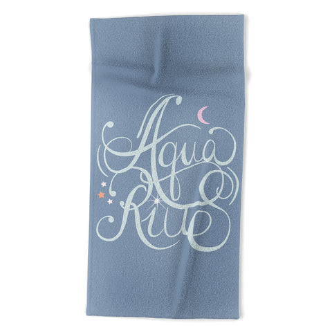 Nelvis Valenzuela Aquarius Zodiac Script Lettering Beach Towel