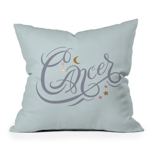 Nelvis Valenzuela Cancer Zodiac Script lettering Throw Pillow